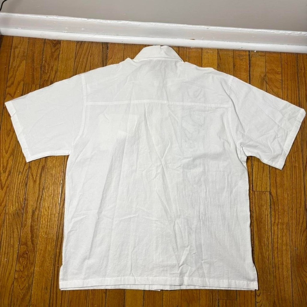 Plus size 100%cotton White, black embroidered button up shirt with floral sz XXL - Picture 8 of 8